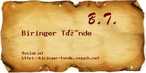 Biringer Tünde névjegykártya